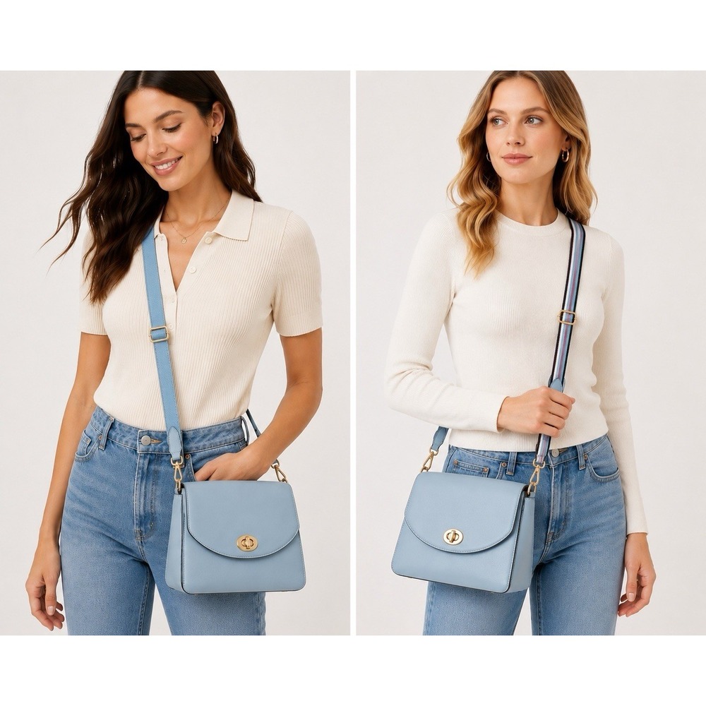 Pale Blue 1.5" Adjustable Replacement Purse Crossbody Strap Bundle w/Gold Hrdwre